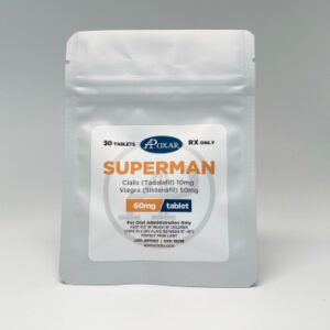 Superman – Cialis 10mg + Viagra 50mg. 60mg/tablet, 30 tabs